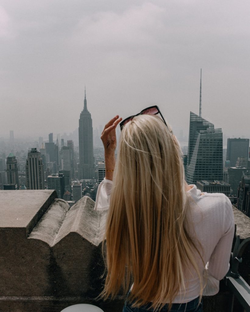 a person looking out over a city