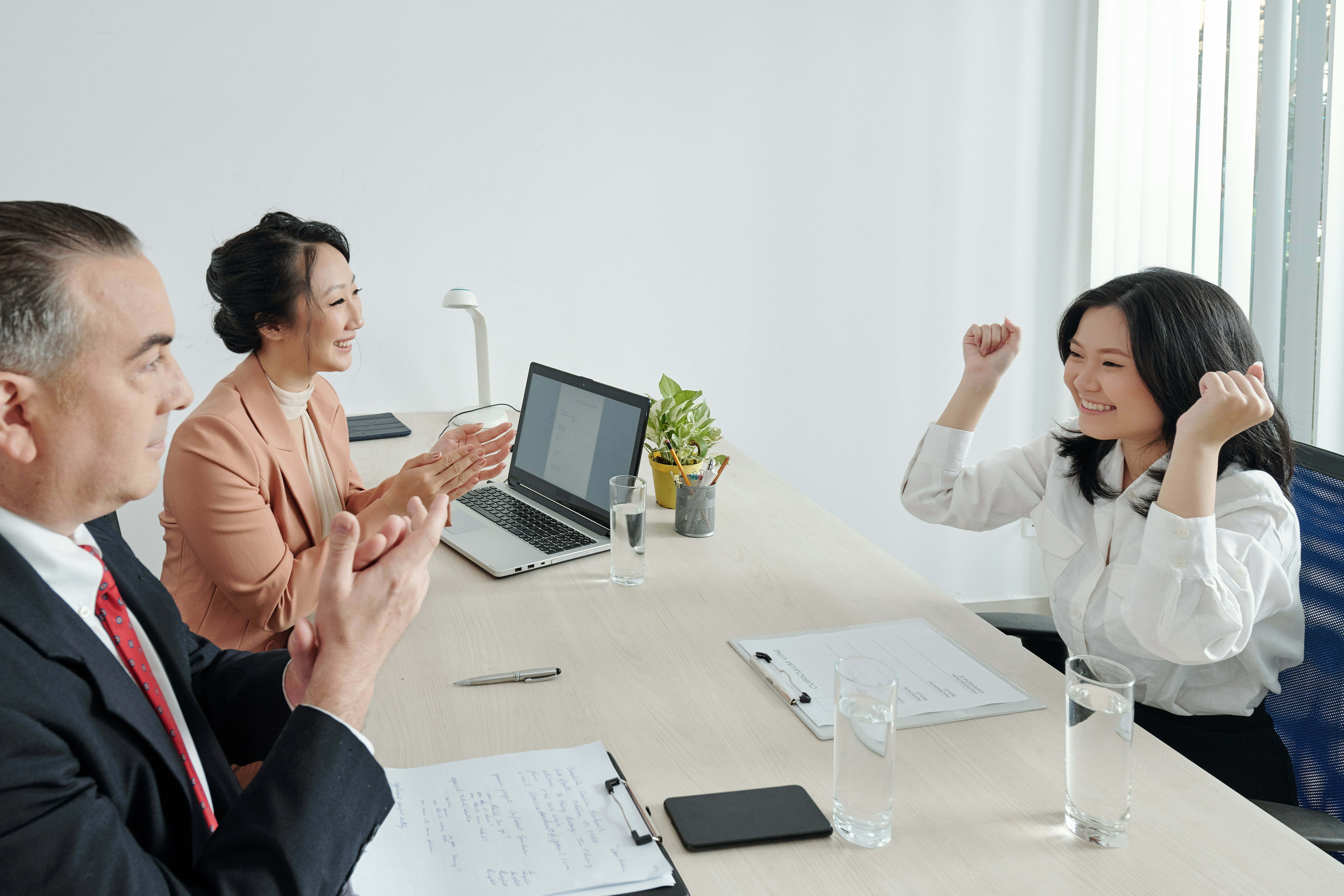 Woman getting dream job