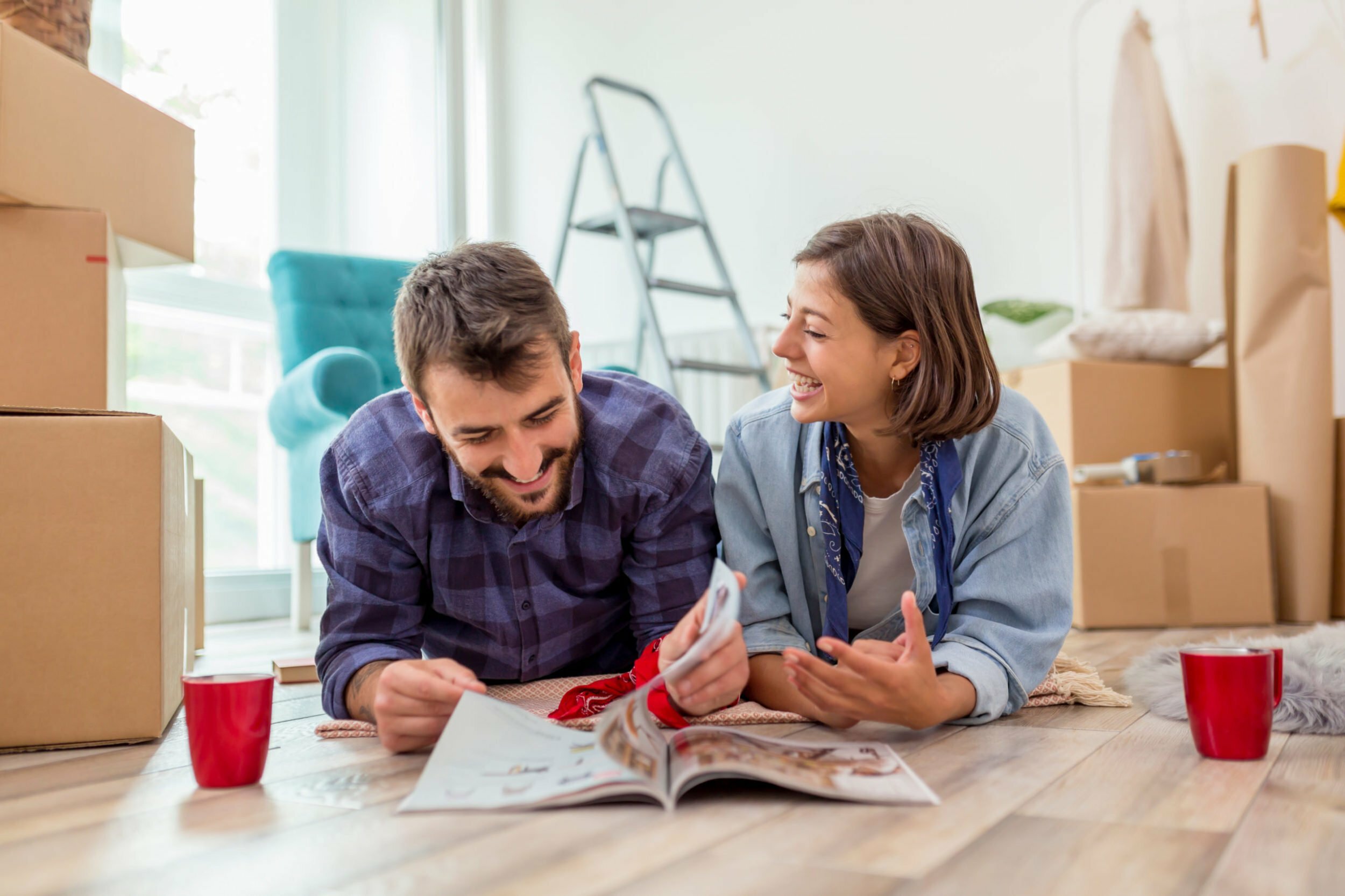Couple planning new apartment redecoration