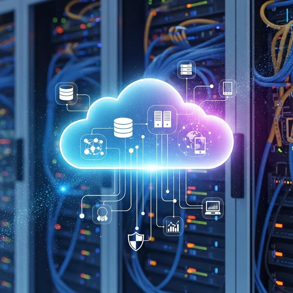 Cloud computing concept illustrating integration of cloud services in IT infrastructure
